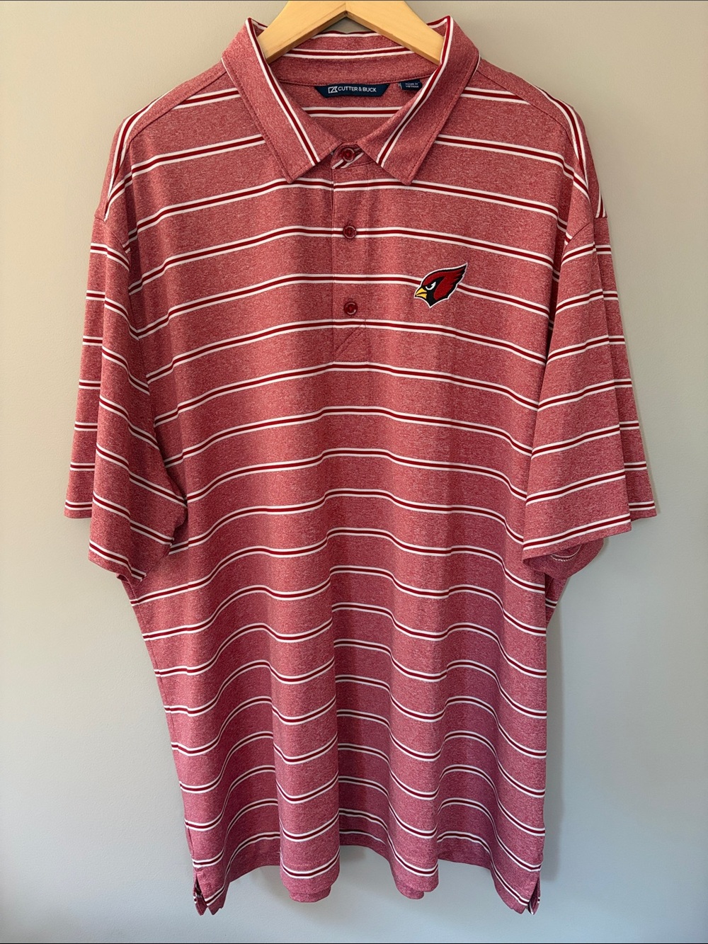 Cutter & Buck Men’s Striped Performance Polo Arizona Cardinals Red White XXL